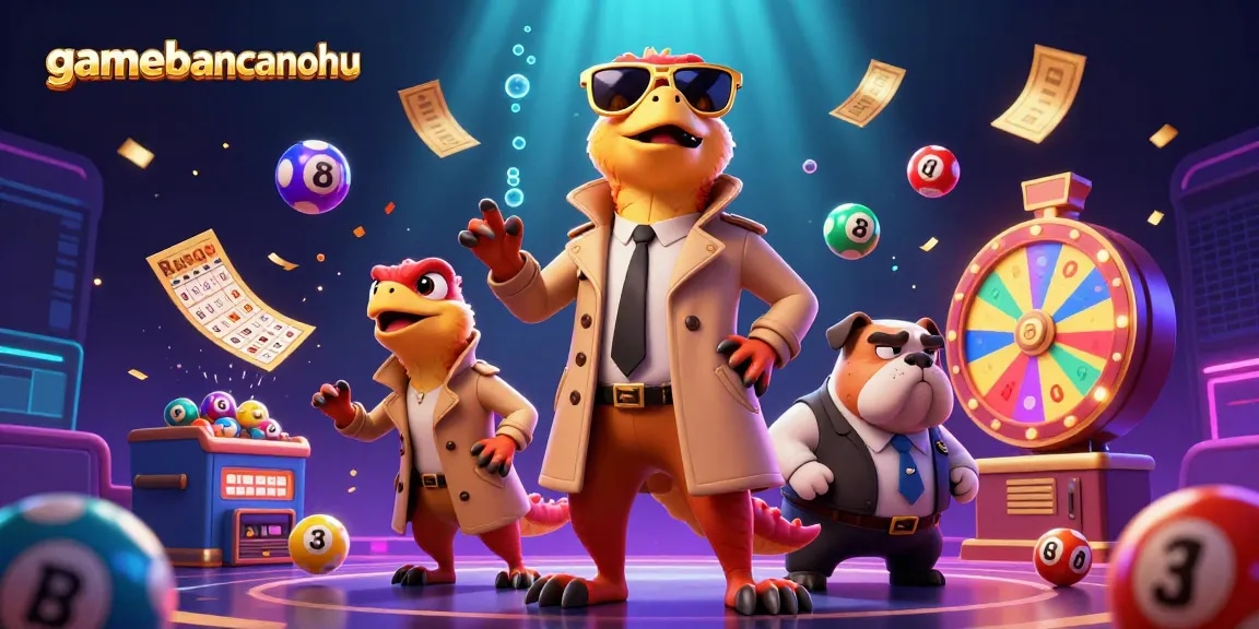 Gamebancanohu: Watch raptors in a trench coat enter a VIP casino lounge in a dynamic lottery scene.