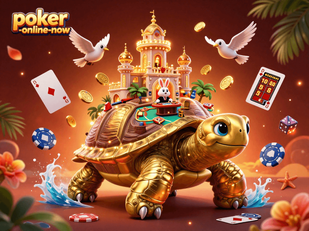 Engage in thrilling poker action at poker-online-now with the golden tortoise casino scene