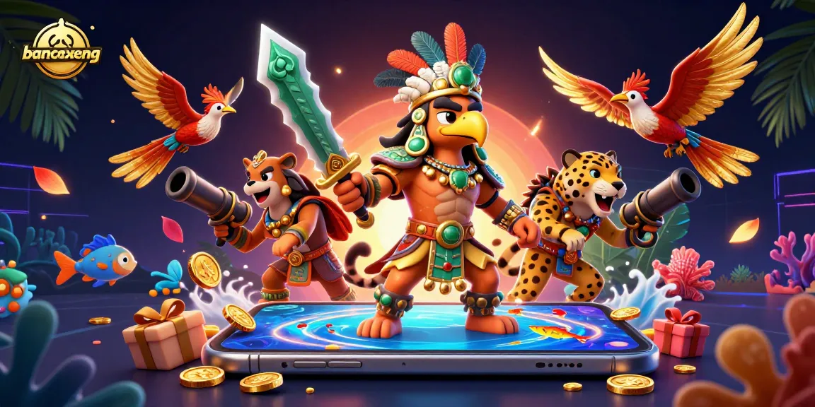 Bancaxeng players compete in an exciting fish-shooting game, capturing sea creatures for rewards.