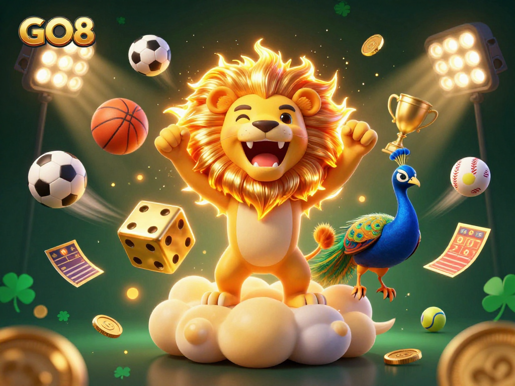 Experience exciting gaming at GO8 with vibrant casino elements and dynamic sports action.