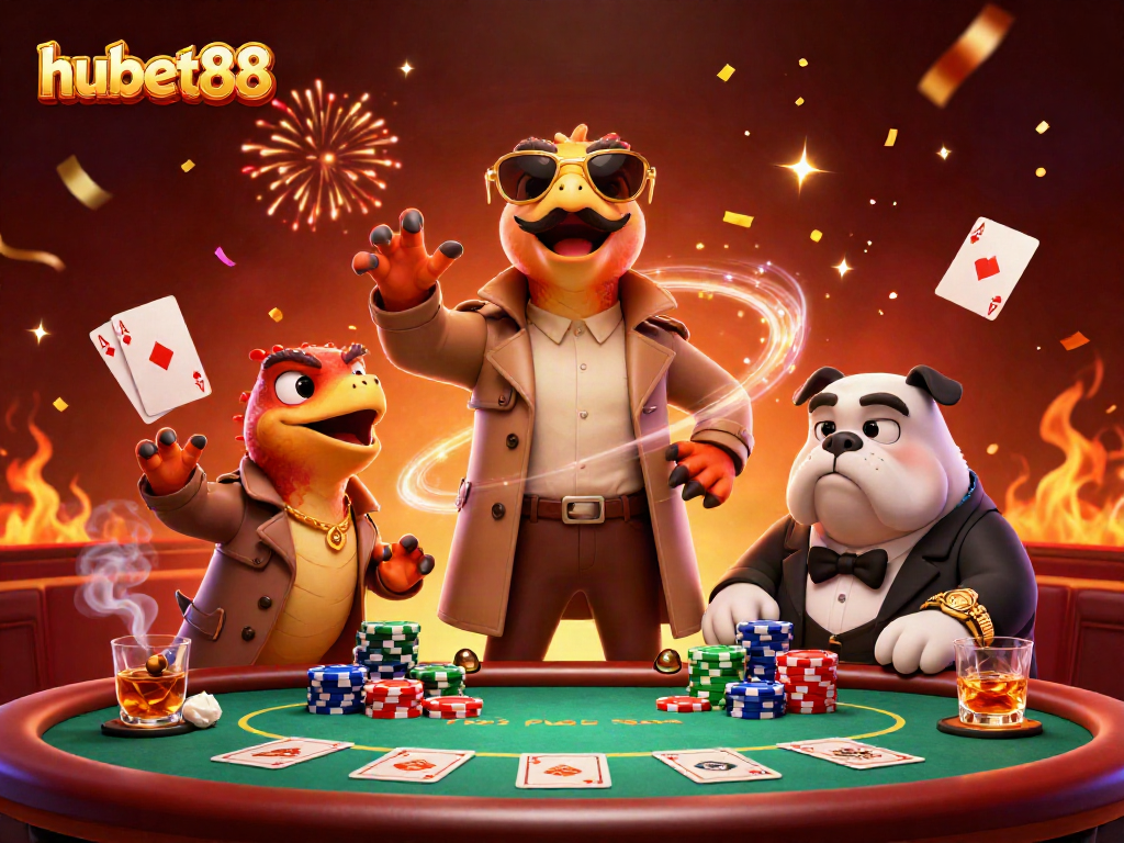 Experience thrilling poker action at hubet88 while raptors charm their way into a VIP casino!