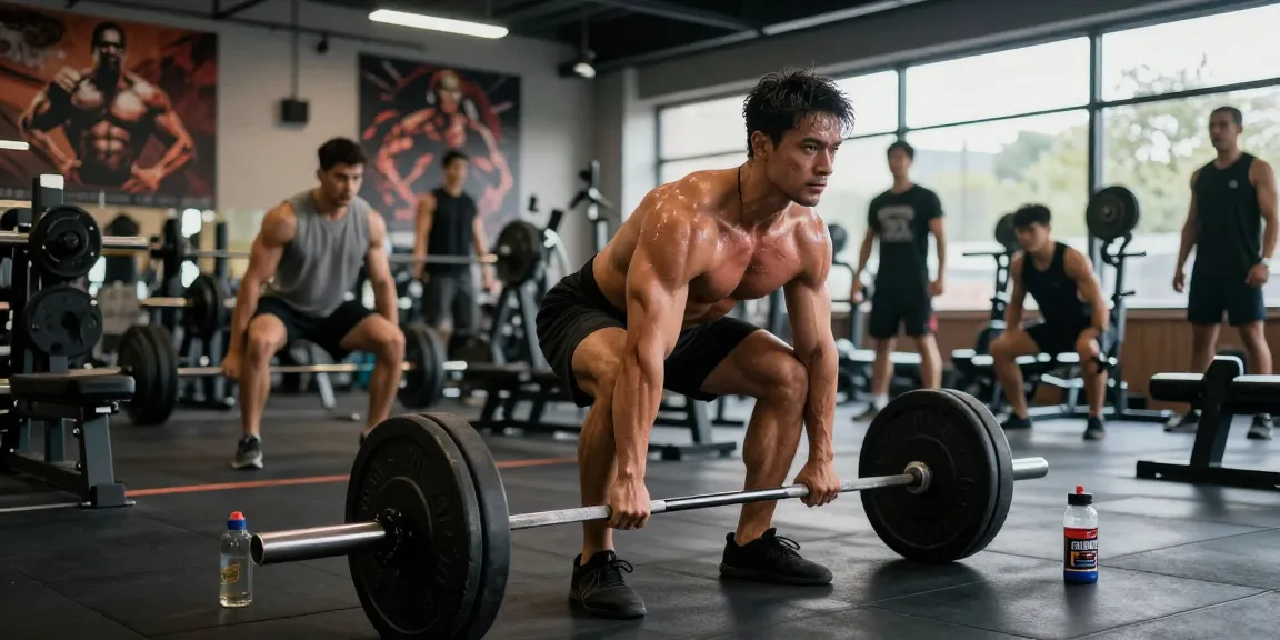 Bodybuilder training in the gym, showcasing strength and performance related to Steroid Shop products.