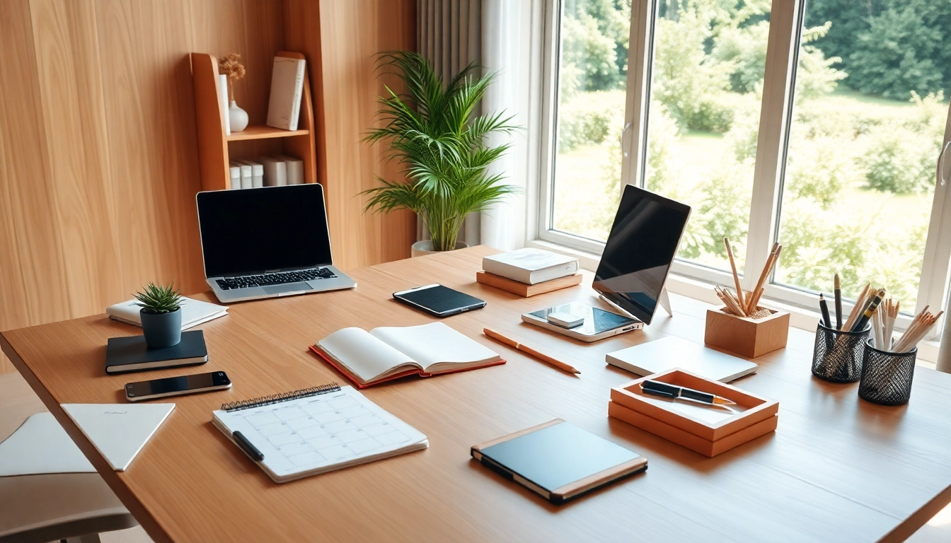 Achieve Effortless Daily Organization with a serene and organized workspace featuring a daily planner.