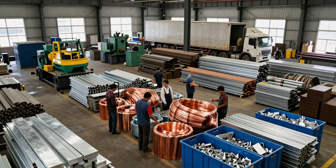 Pemeriksaan kualitas logam bekas di https://www.scrapsolutionplace.com/ dengan tim pekerja profesional di gudang industri.