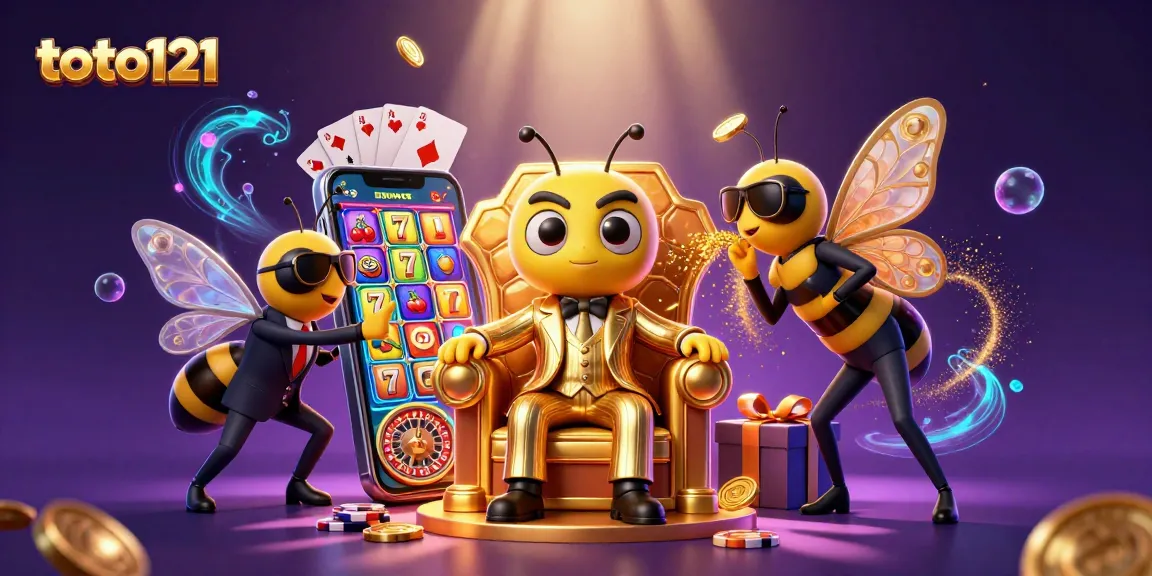 Engage with toto121's thrilling slot game scene featuring a bumblebee mob boss in action.