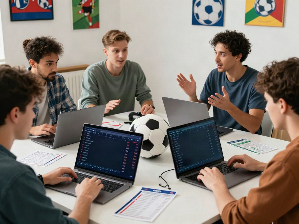 Engaged users analyzing WWBOLA soccer betting odds in an energetic setting.