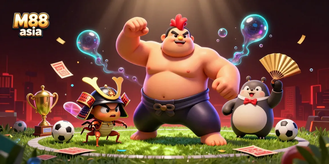 M88 asia features vibrant sports betting action with dynamic characters in a thrilling casino scene.