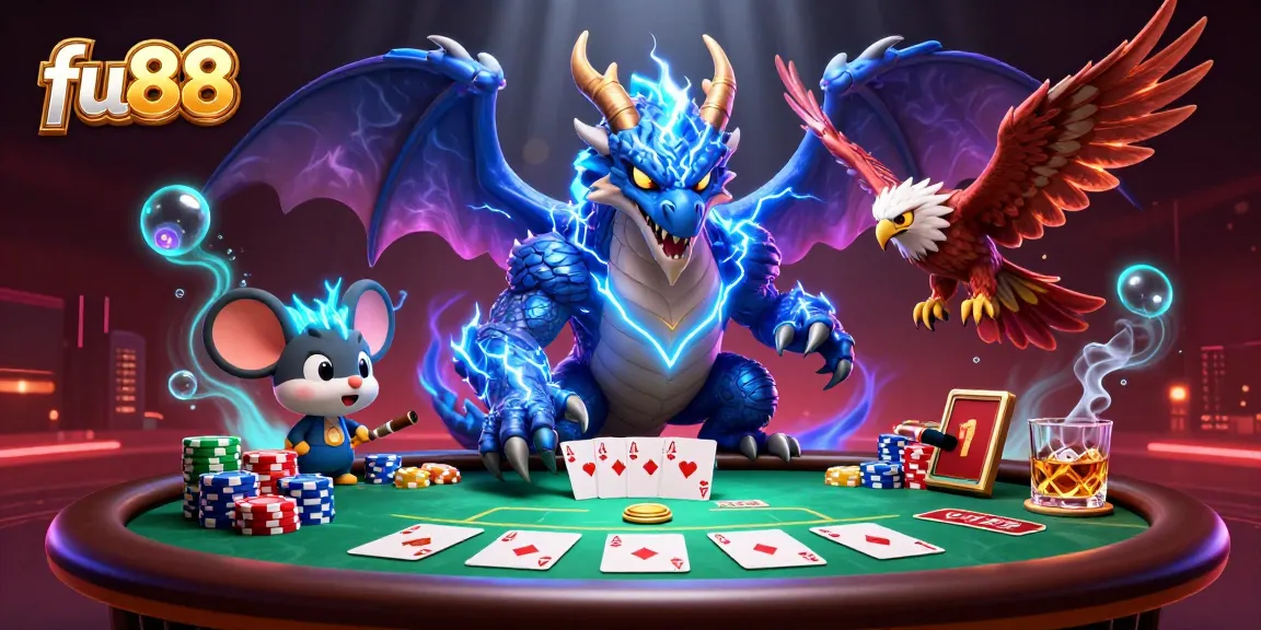 Join the fun at fu88 and enjoy a thrilling poker game with dynamic characters and colorful elements.