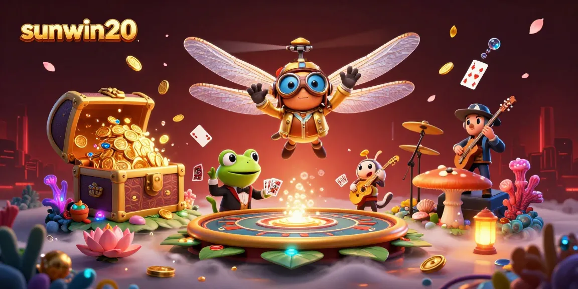 Experience the excitement at sunwin20 casino with a dragonfly pilot, frog dealer, and jazz musicians!