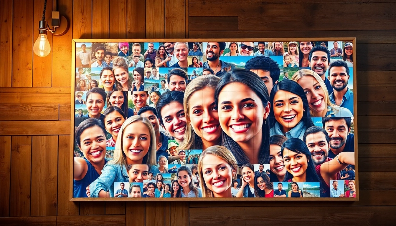 Vibrant selfie mosaic art creatively showcases individual expressions and emotions.