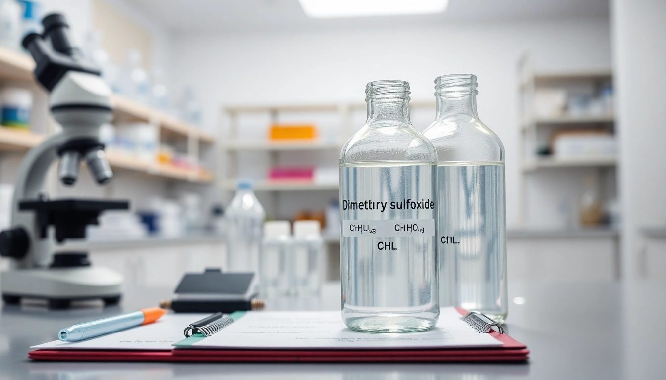 Explore dimethylsulfoxide in a laboratory environment with scientific instruments highlighting its uses.