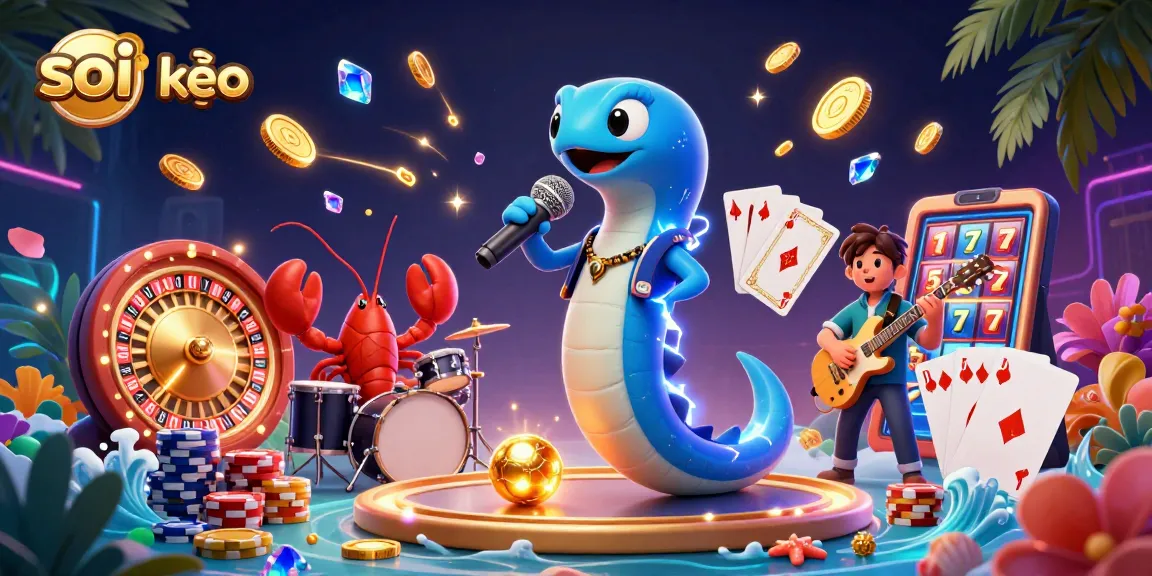 Soi kèo with a DJ electric eel, lobster drummer, and seahorse guitarist on an underwater casino stage