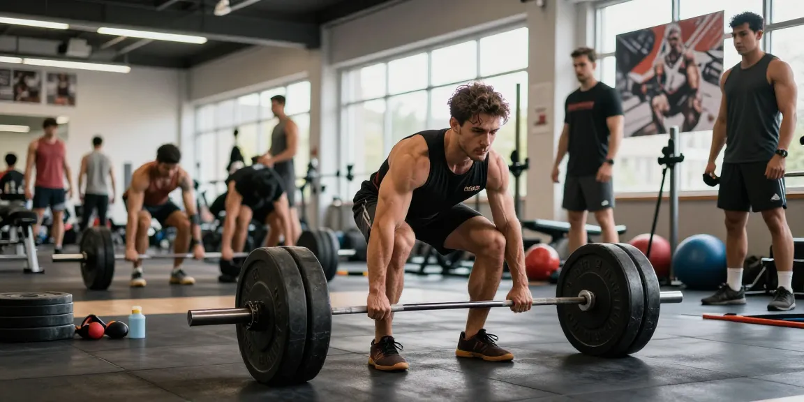 Muscular athlete demonstrating strength training with Unique Pharma Steroids in a vibrant gym setting.