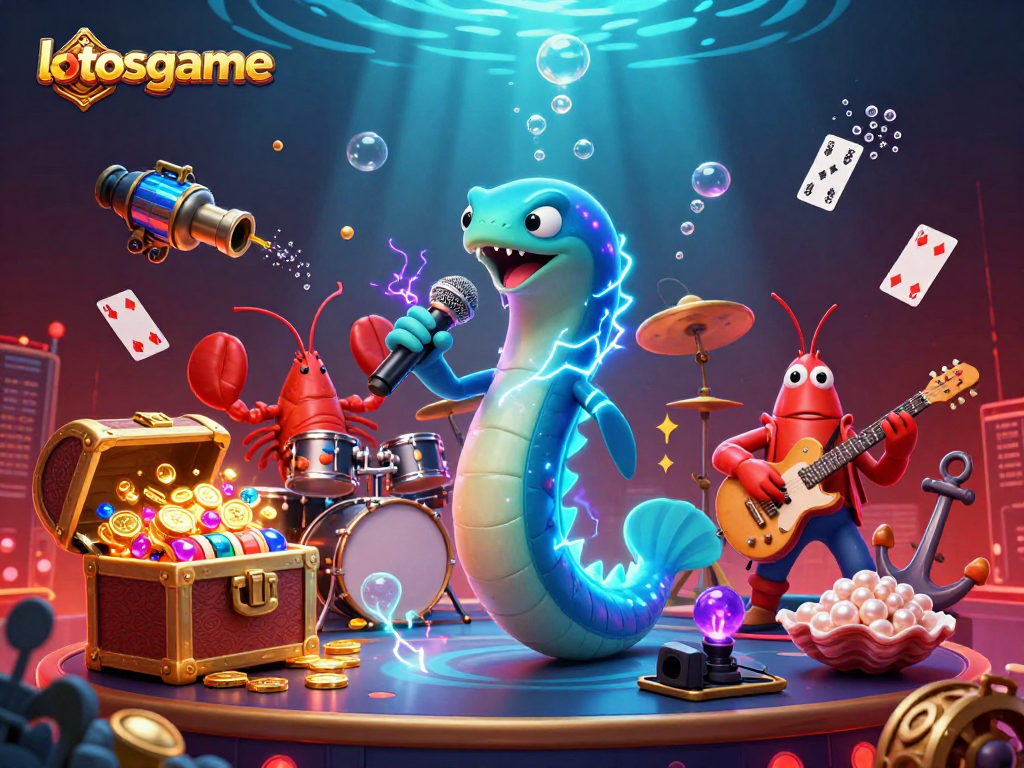 Experience thrilling underwater fun at lotosgame's vibrant casino with unique characters and treasure!
