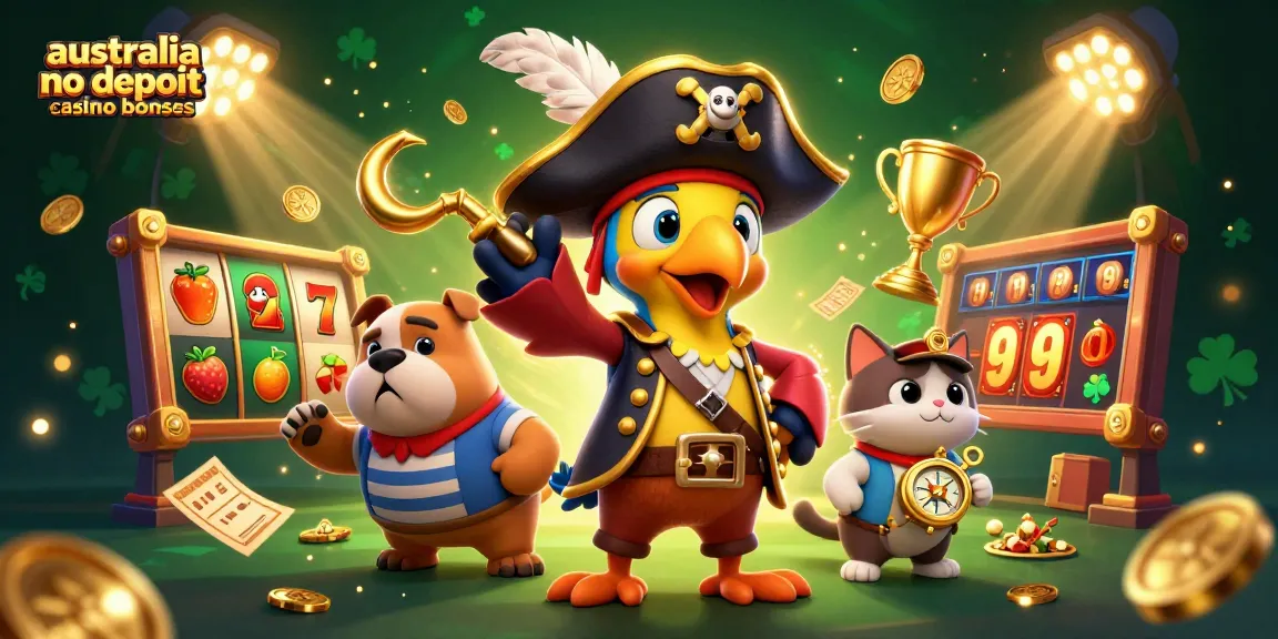 Experience the excitement of australia no deposit casino bonuses with a lively pirate-themed illustration.