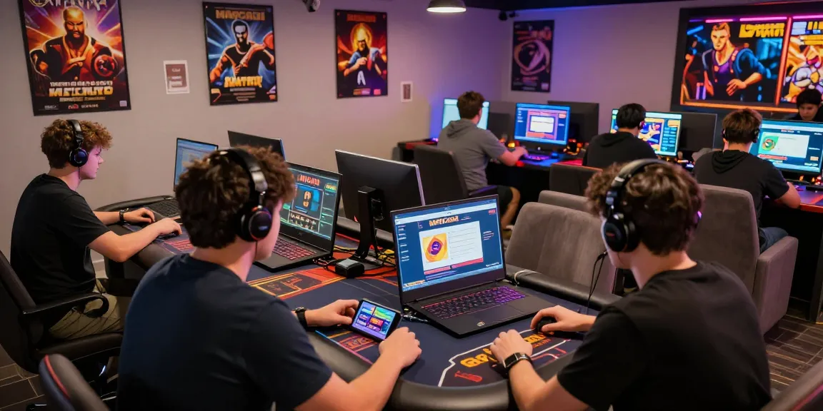 Players enjoying a vibrant gaming experience on MPOCASH, showcasing colorful interfaces and energetic atmosphere.