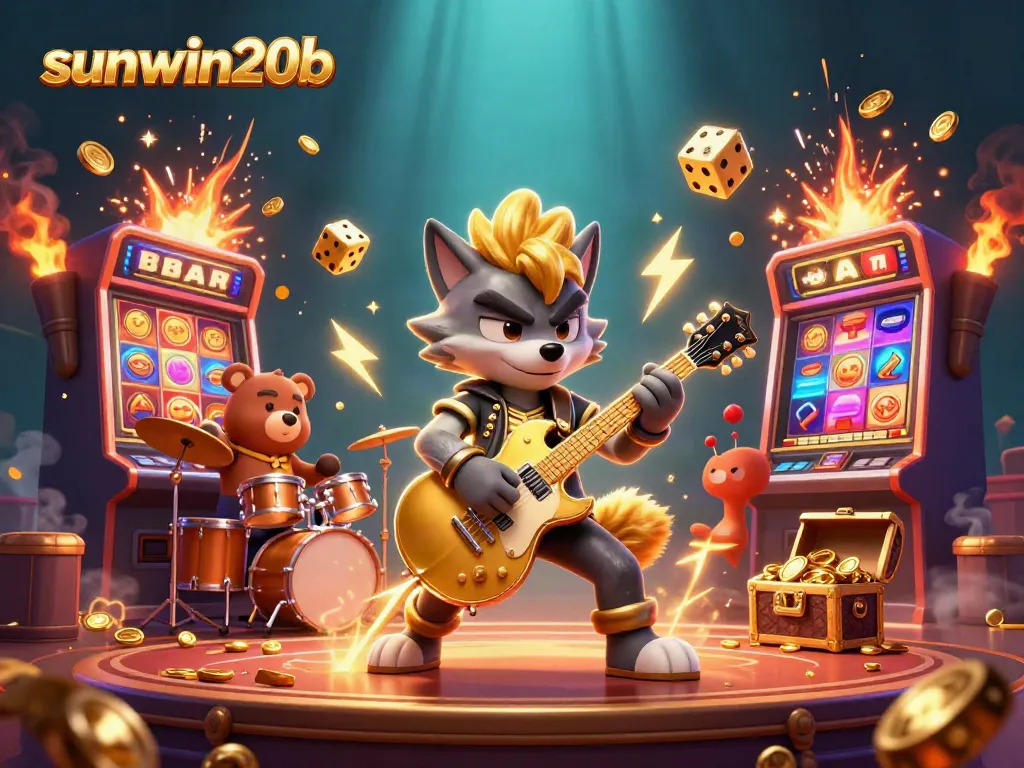 Experience the excitement of sunwin20b with a vibrant 3D casino scene featuring unique characters and dynamic game elements.
