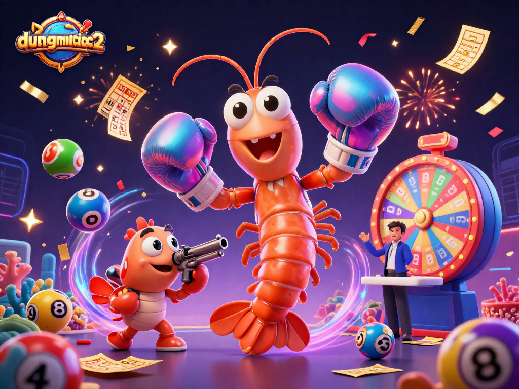 Engage in duongmatchuoc2 with vibrant lottery elements, showcasing animated shrimp characters in a dynamic casino illustration!
