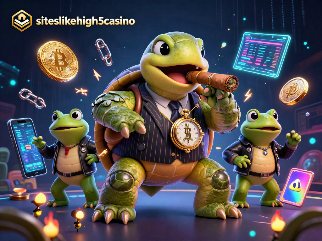 Win at siteslikehigh5casino with an engaging 3D casino scene featuring a snapping turtle and enforcers.
