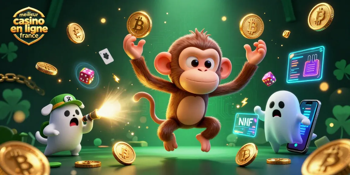 Vivez l'expérience du meilleur casino en ligne France avec un singe farceur invisible jonglant des pièces d'or dans un casino hanté.