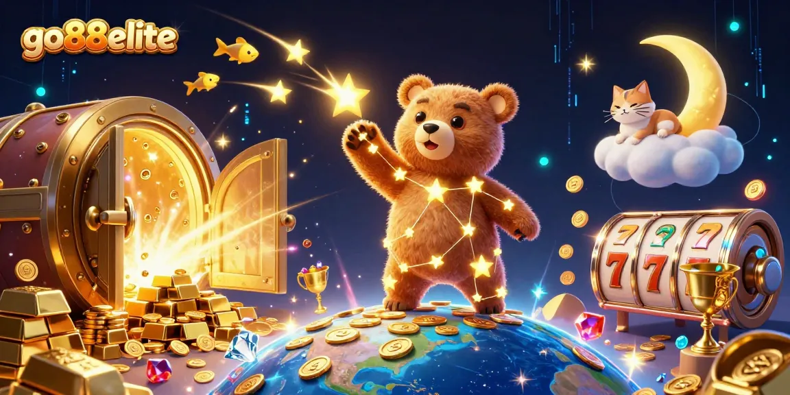 Experience winning with go88elite featuring dynamic characters amidst jackpots and vibrant casino elements.