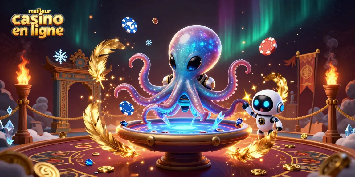 Jouer au meilleur casino en ligne avec une créature extraterrestre et un robot au poker flottant.