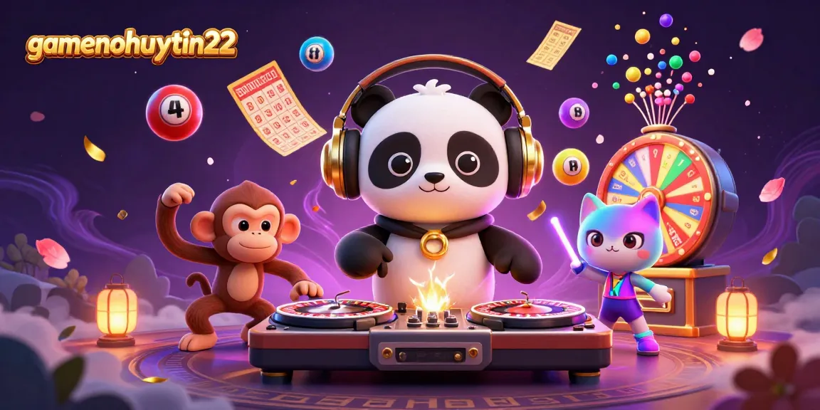 Experience vibrant gaming fun with gamenohuuytin22 in a colorful casino-themed illustration.