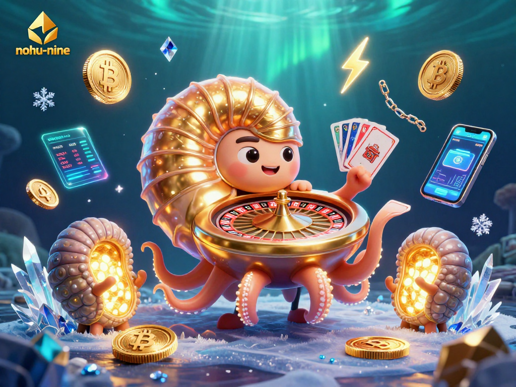 Engage with nohu-nine as a giant nautilus spins a roulette wheel and reveals winning cards.