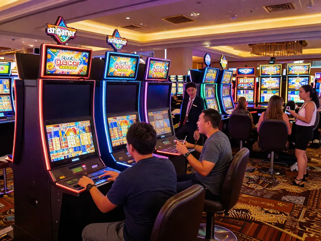 Slot gacor gaming experience in a lively casino atmosphere.