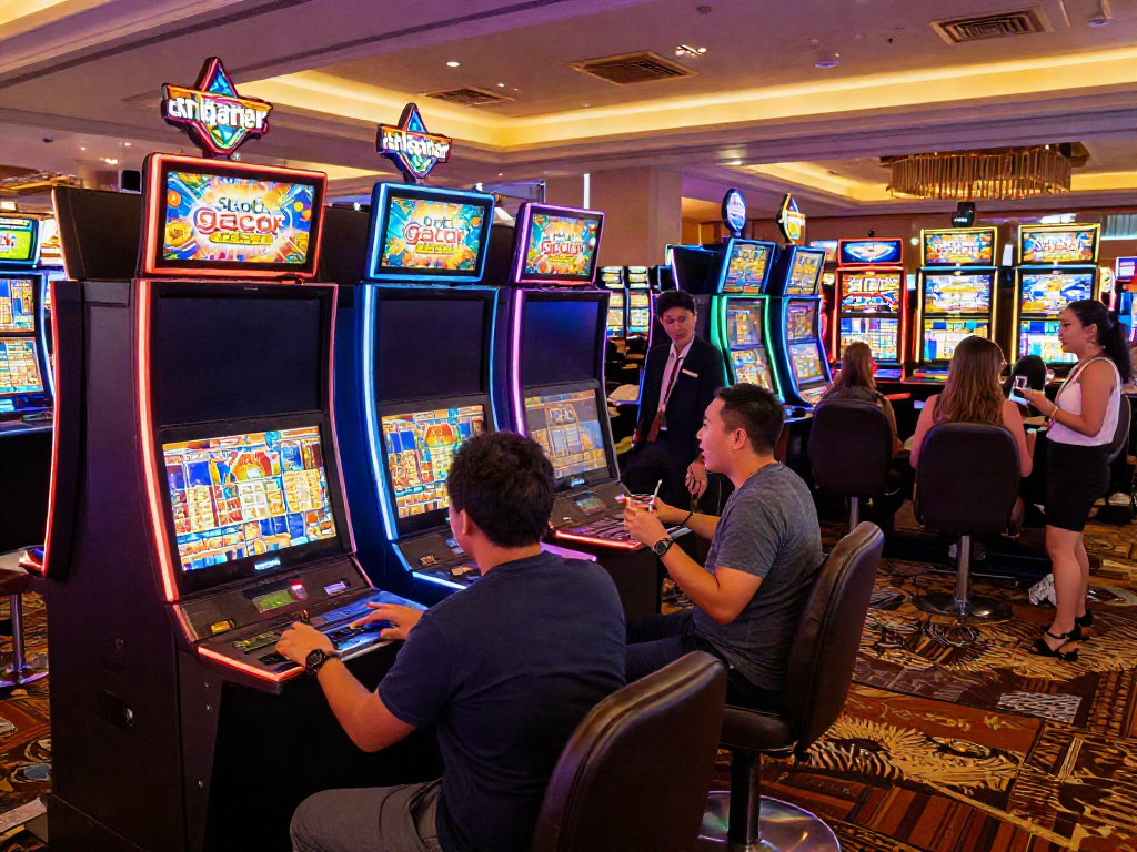 Slot gacor gaming experience in a lively casino atmosphere.
