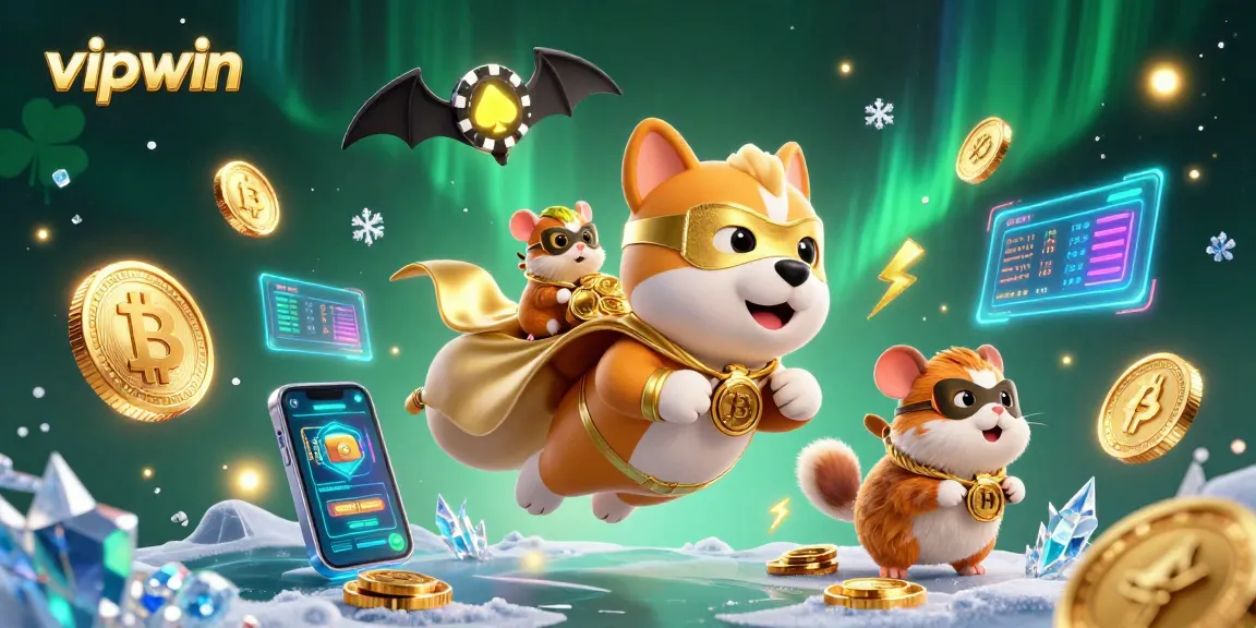 Win big with vipwin by spinning reels of luck and catching golden coins in this vibrant 3D casino art.
