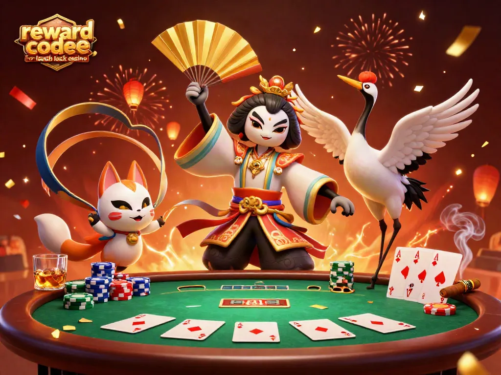 Engage with the reward code for lavish luck casino showcased by dynamic characters at a poker table.