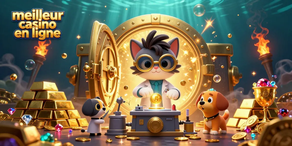 Gagnez avec le meilleur casino en ligne grâce à un chat scientifique fou et des trésors d'or.
