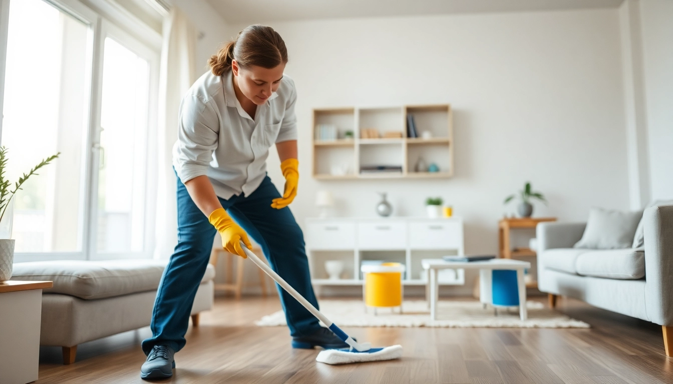 Efficient bond cleaning Logan service showcasing a professional cleaner in action.