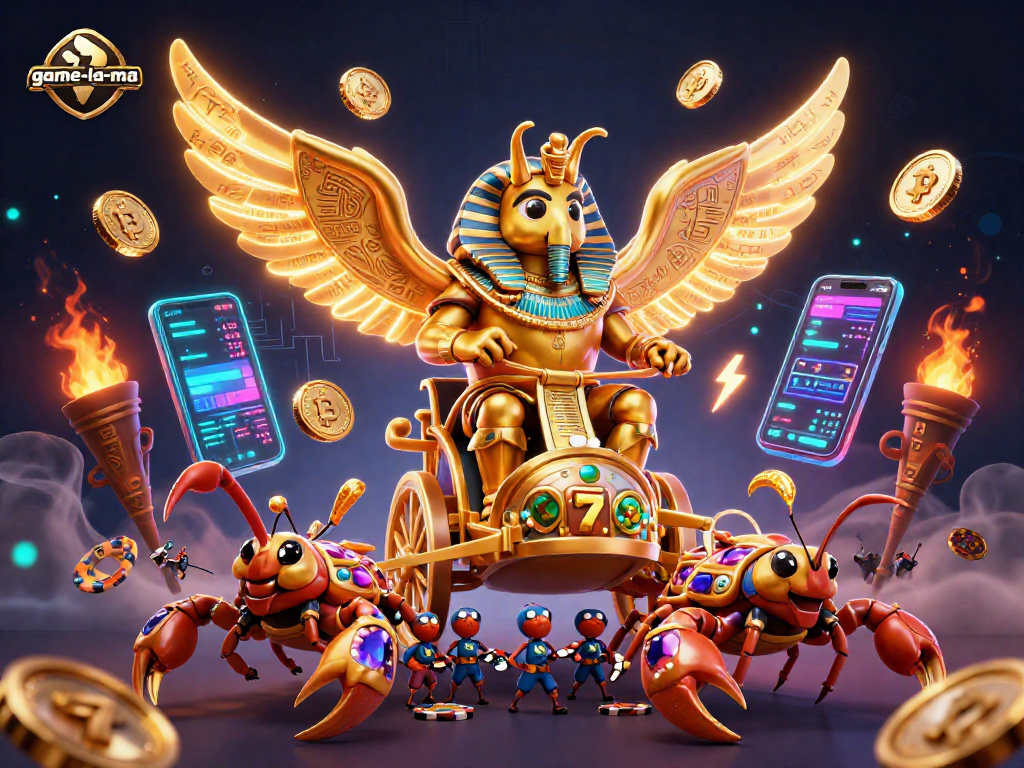 Game-la-ma offers thrilling 3D casino adventures featuring golden beetles and vibrant crypto elements.