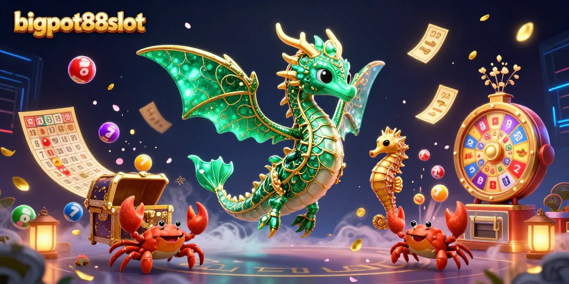Melihat bigpot88slot, naga laut berkilau di dunia kasino digital dengan warna-warni bola lotere.