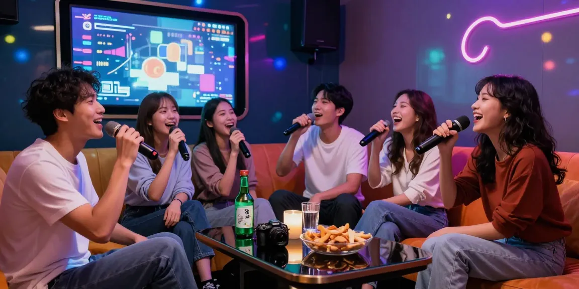 강남 달토에서 친구들과 즐겁게 노래하는 모습으로 화기애애한 분위기.