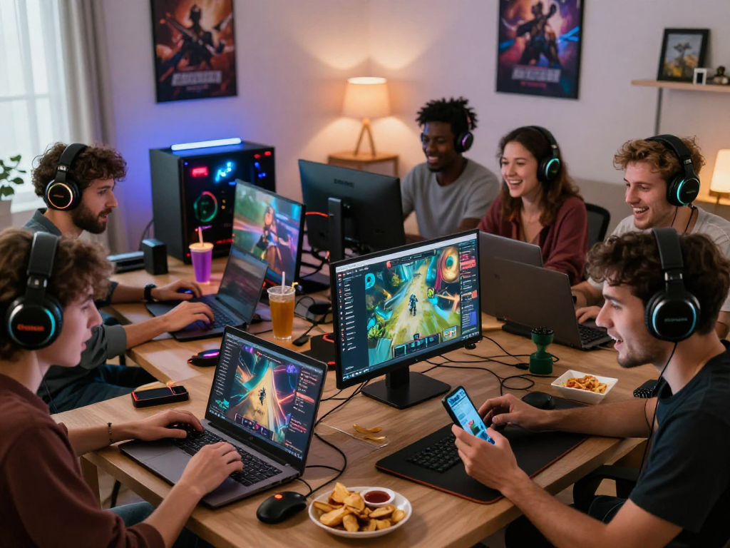 Players enjoying gameplay on situs888 in an exciting and vibrant home gaming setup.