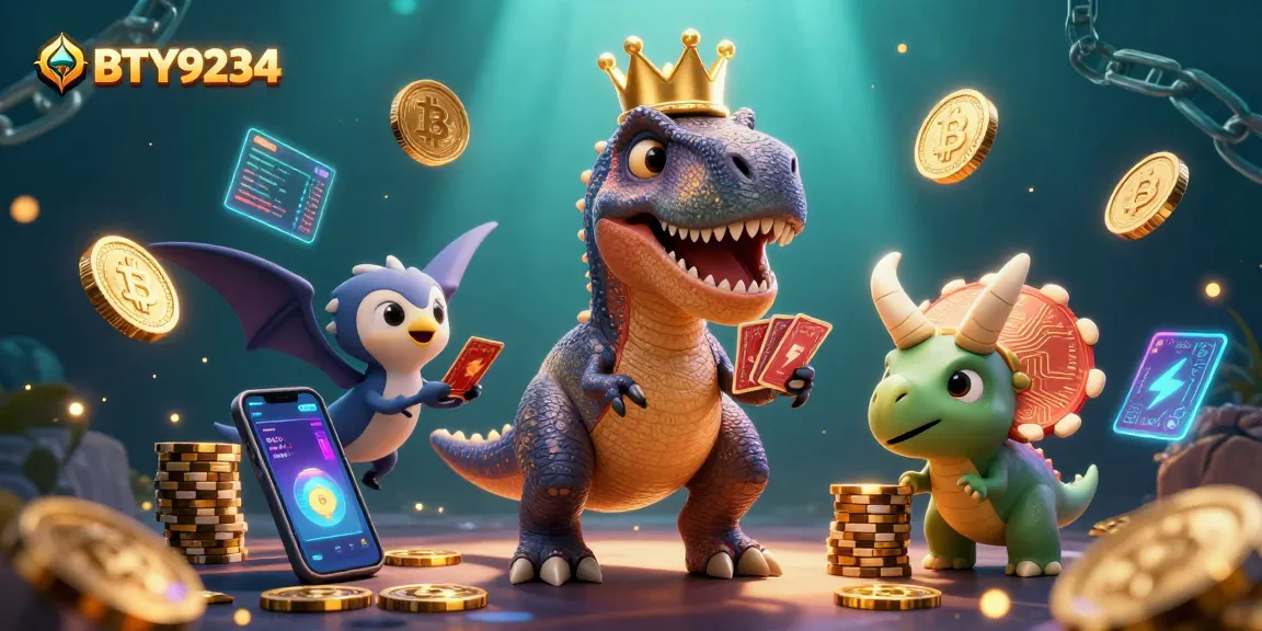 Experience the excitement of BTY9234 with friendly dinosaurs in a vibrant casino scene
