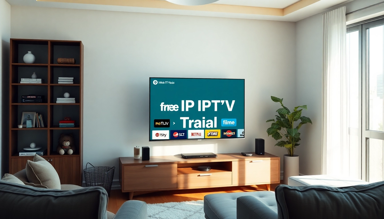 Experience a seamless free iptv trial with a modern streaming service interface in a cozy living room.