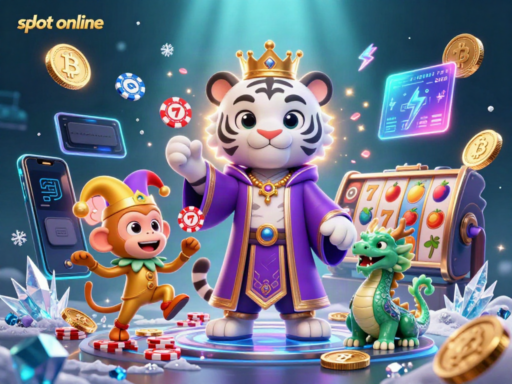 Experience thrilling slot online action with a vibrant 3D scene featuring a majestic tiger, playful monkey, and jade dragon.