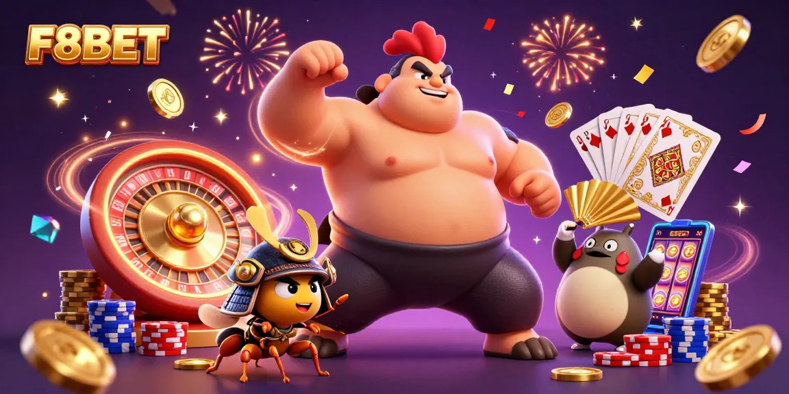 Experience the excitement of F8BET with vibrant characters in an ultra-detailed casino scene.