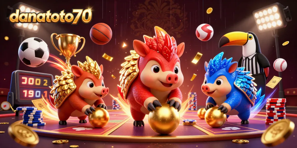 Pangolins in armor at danatoto70 roll into poker chips in a vibrant, animated casino scene.