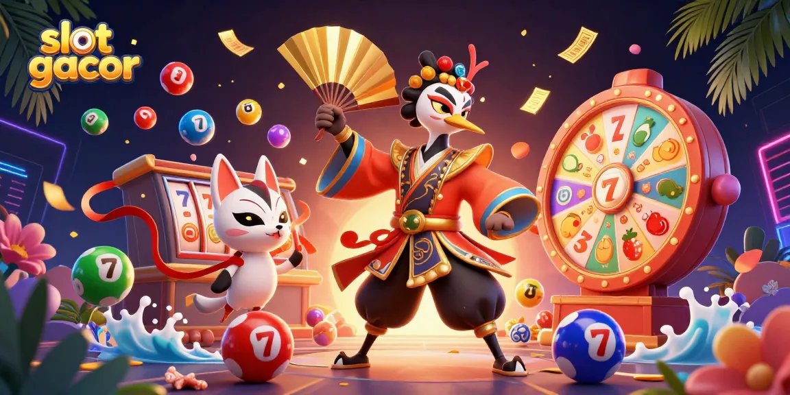 Experience slot gacor with a dynamic 3D illustration emphasizing exciting jackpot opportunities.