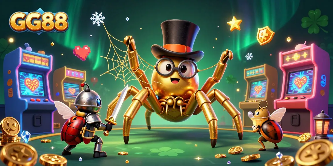 Experience thrilling adventures at GG88 with a captivating showdown between a golden tarantula and brave beetle knight in a dynamic 3D casino!