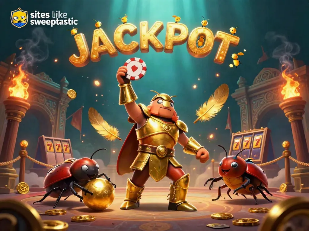 Engage with top sites like sweeptastic, featuring vibrant casino-themed characters and elements.