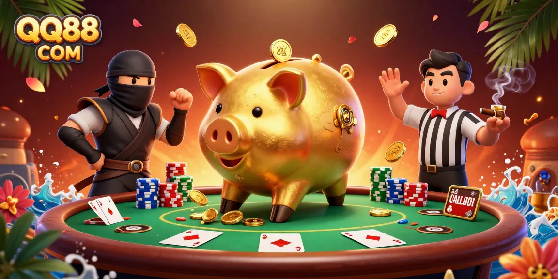 Experience exciting moments at QQ88 COM with golden coins flying around as characters engage in thrilling action.