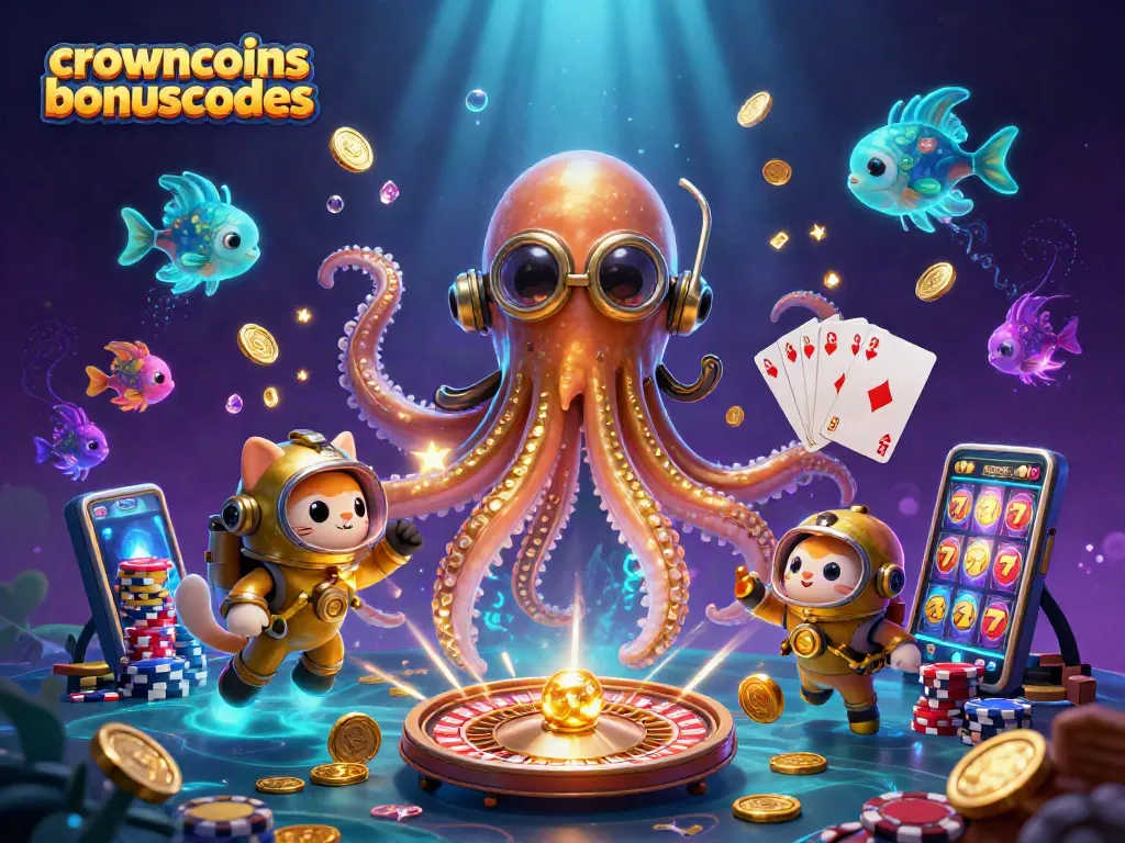 Engage in thrilling gaming with crowncoinsbonuscodes featuring a vibrant underwater scene.