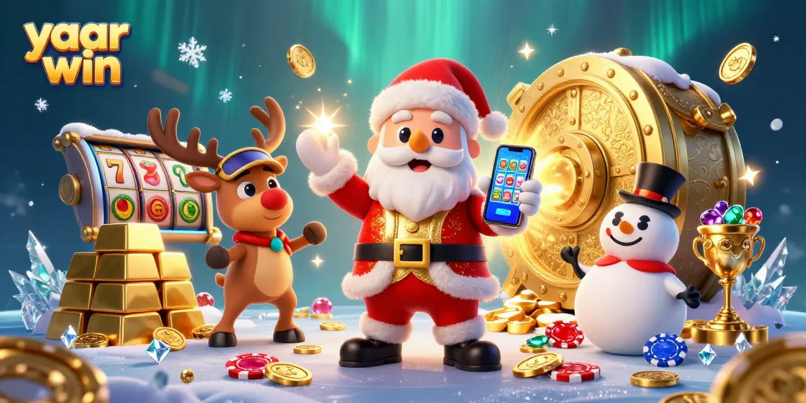 Experience yaar win action with Santa, a reindeer dealer, and a chip-top hat snowman in a thrilling casino scene.