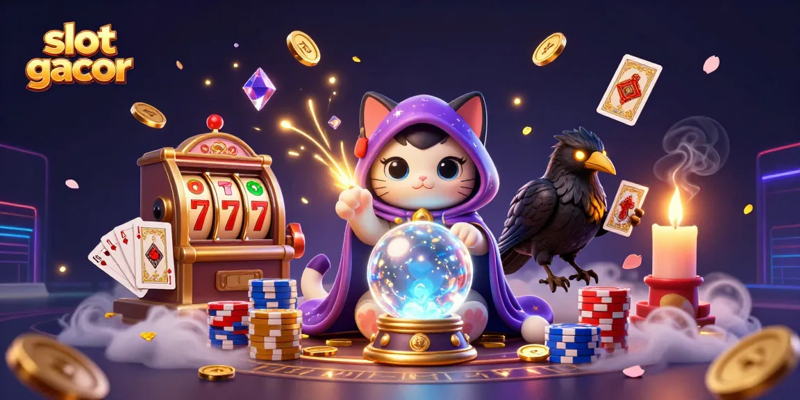 Engage with slot gacor in a vibrant 3D casino scene showcasing mystical characters and vibrant game elements.